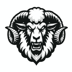  Vector image of angry sheep head logo