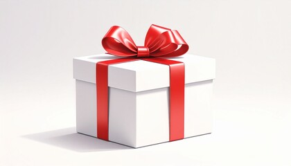 Weisses Geschenk mit roter Schleife