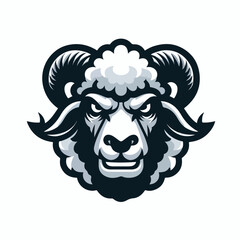  Vector image of angry sheep head logo