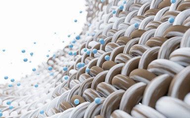 Obraz premium Cleaning the wave cloth with microscopic details, 3d rendering.