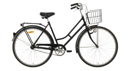 Classic black city bicycle with front basket
