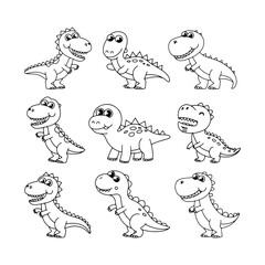 Colorful cartoon dinosaurs in various poses ready for imaginative play and creativity