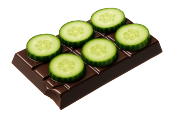 Chocolate bar with cucumber slices