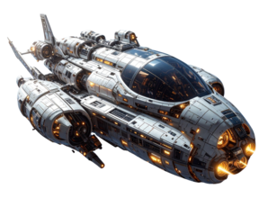 Futuristic Space Station with Glowing Lights, Transparent PNG