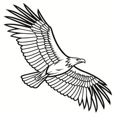 Obraz premium Majestic eagle soaring through the sky with wings spread wide in a powerful flight illustration
