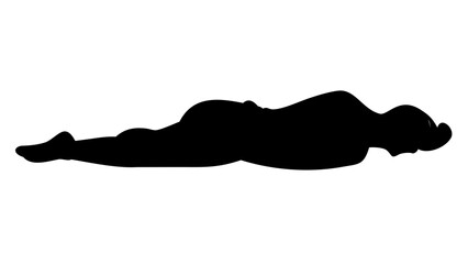 Body Pose Silhouette: A minimalistic silhouette of a person in a relaxed prone position, capturing the essence of tranquility, repose, and introspection.