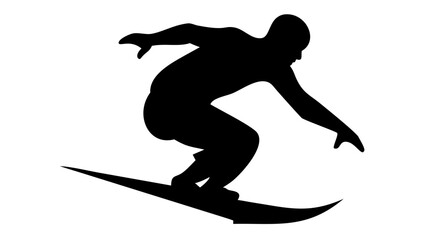 Surfer in Action: A dynamic black silhouette captures a surfer gracefully riding the waves, embodying strength, skill, and the thrill of watersports.