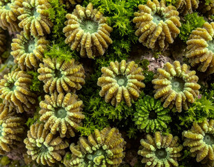 Fototapeta premium Coral polyps underwater marine life