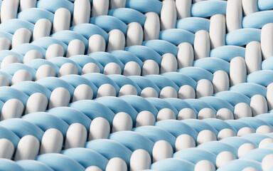 Blue wave cloth with microscopic detail, 3d rendering.