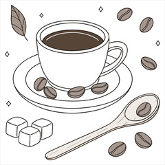 coffee cup vector . Coffee Mug design. Cup coffee beans wooden. Vector icon cup of coffee. coffee cup logo template. coffee concept. Coffee Bean Icon.