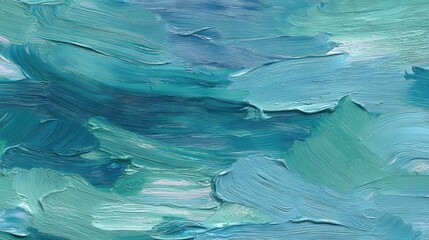 Turquoise and teal impasto abstract painting for coastal wall art, modern office decor, meditation app backgrounds, luxury fashion campaigns

