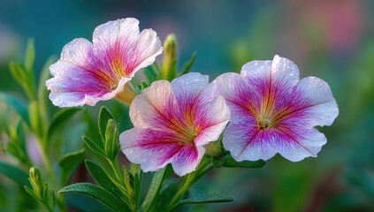 Three Pretty Petunias in Bloom