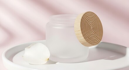 Aromatic candle jar with lid on white background