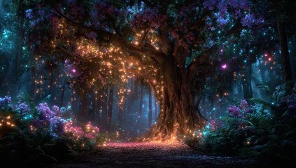 Fototapeta premium Magical Glowing Forest Portal