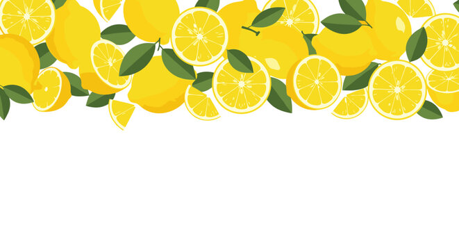Fresh lemons and leaves border design perfect for food, health, and wellness branding projects