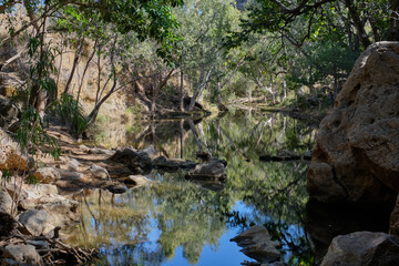Lovely pond at the end of the Tunnel Creek Walk - Wunaamin Miliwundi Ranges, WA, Australia