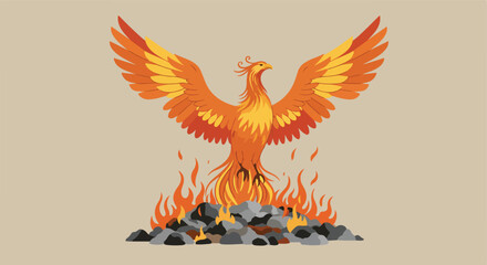 Obraz premium Phoenix Rising From Embers on Ground