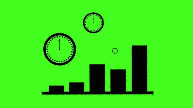 Black Economic Bar Graph Moving on Green Screen

