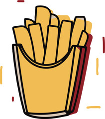 Minimal fries pack line art vector, abstract doodle style French fries illustration, clean snack food sketch icon 3