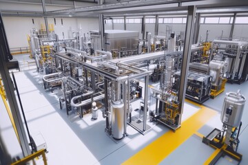 Naklejka premium Industrial site featuring cutting-edge manufacturing tech and production equipment