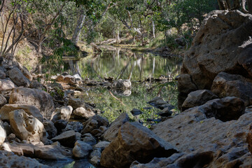 Lovely pond at the end of the Tunnel Creek Walk - Wunaamin Miliwundi Ranges, WA, Australia