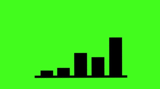 Black Economic Bar Graph Moving on Green Screen
