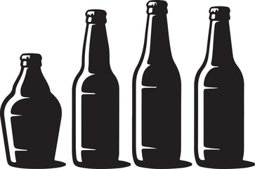 Beer bottle vector icon set