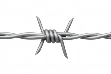 Barbed wire coiling in sharp, metallic strands, creating restrictive perimeter against potential intrusion on transparent surface