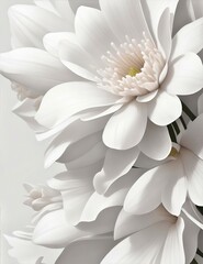 Fototapeta premium Pure Bloom: Close-up of the structure of white chrysanthemum petals, exquisite details and soft light art