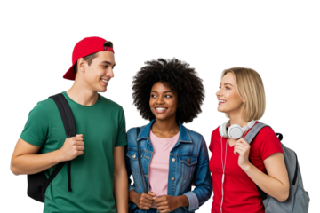 group of students isolated on white
