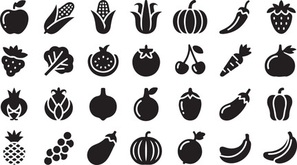 Fruit berry vegetable food glyph icon vector