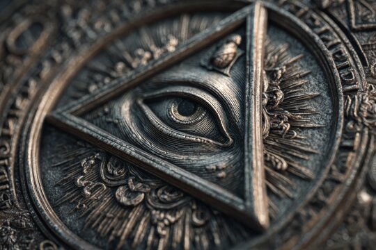 Masonic symbol of providence eye watching from ancient artifact