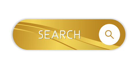Golden CTA button with text: Search and magnifier icon.