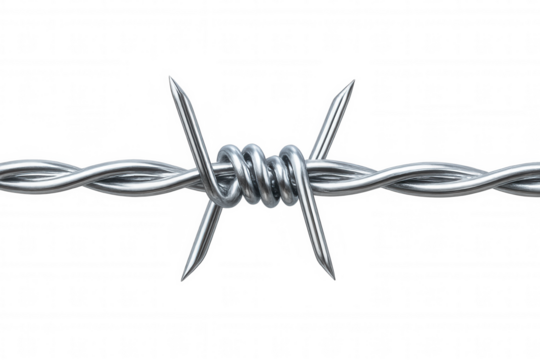 Metallic barbed wire creating protective barrier, symbolizing security, confinement, and boundary defense against potential intrusions
