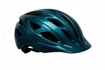 Studio shot of a teal bicycle helmet, providing safety and style for cyclists, isolated on a transparent background