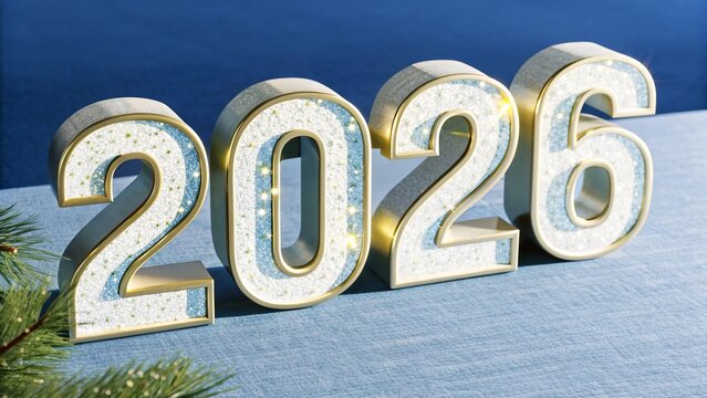 Golden 3D 2026 Numbers with Sparkling Festive Design - 13
