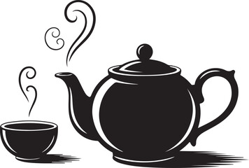 Tea pot and cup vector icon