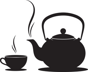 Tea pot and cup vector icon