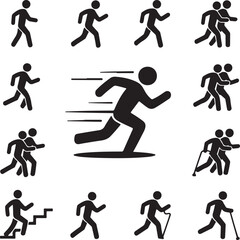 Walking vector icons set
