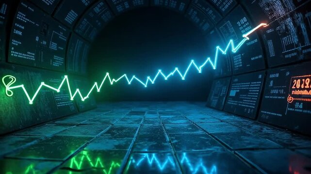 Dynamic stock market data visualizations showing positive trends and growth potential for investors