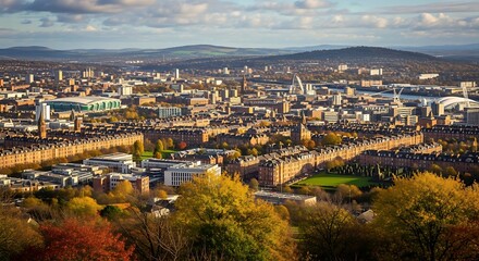 Obraz premium Panoramic View of Edinburgh, Scotland Cityscape.