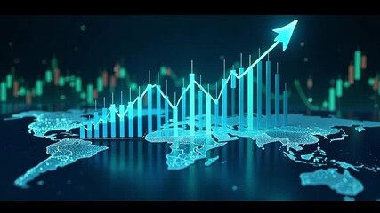 Global market data analysis showing financial growth trends across the world with dynamic graphs - Powered by Adobe