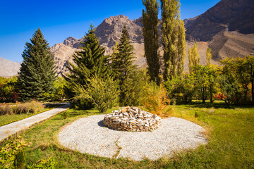 Botanical garden in Khorog city in Tajikistan