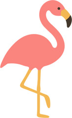 Naklejka premium Flat Style Minimalist Flamingo Illustration Standing On One Leg Graphic Asset