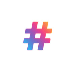 Obraz premium Gradient colored hashtag symbol with smooth, shadow effect displayed on plain background, concept for social media marketing, digital communication and online identity