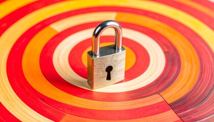 Padlock on concentric red and orange circles