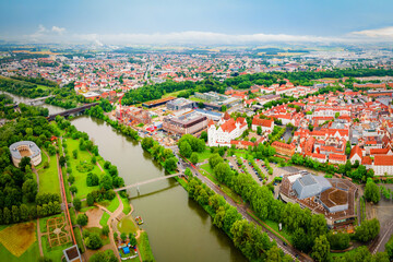 Fototapeta premium Ingolstadt old town aerial panoramic view