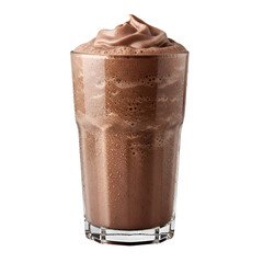 Delicious Chocolate Milkshake in Glass on White Background.