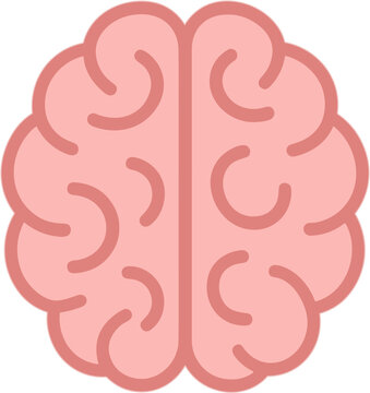 Simple Flat Style Brain Anatomy Symbol Icon, Medical Illustration