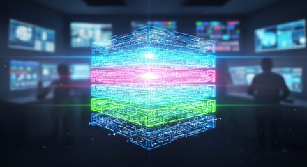 Abstract representation of data processing within a secure control room environment